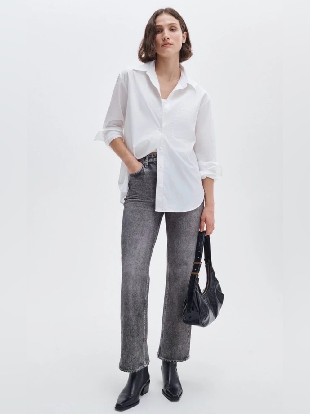 Rag & Bone NWT Miramar Shea High-Rise Ankle Relaxed Straight Jeans Raven Sz 27